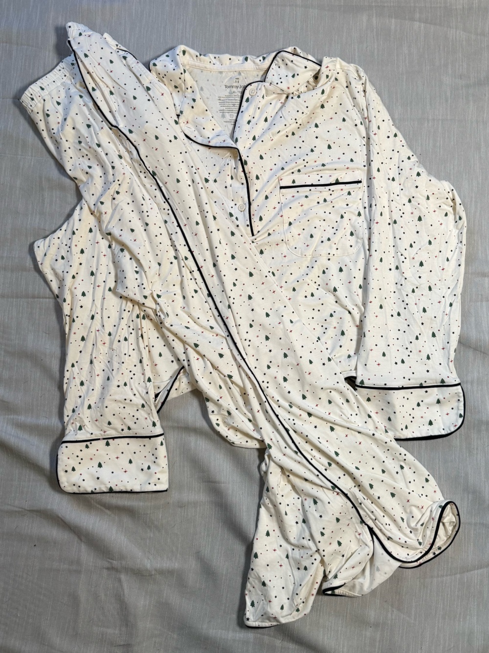 Tommy John Second Skin Pajama Set Coconut Milk Pine Dream Long Sleeve Pants NWOT